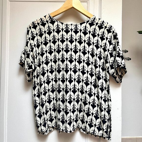 Vintage H&M Black and White Greyhound Patterned Shirt - Picture 1 of 7